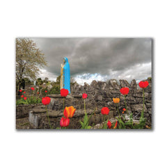 Print - Tulips around Virgin Mary, Quin Abbey, County Clare - James A. Truett - Moods of Ireland - Irish Art