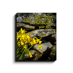 Canvas Wrap - Irish Blessing with Daffodils and Stone Wall - James A. Truett - Moods of Ireland - Irish Art