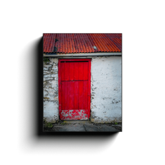 Canvas Wrap - Red Door on Weathered Stone Farm Building, County Clare - James A. Truett - Moods of Ireland - Irish Art