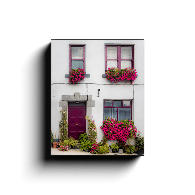 Canvas Wrap - Flower Adorned Homefront in Kinvara, County Galway - James A. Truett - Moods of Ireland - Irish Art