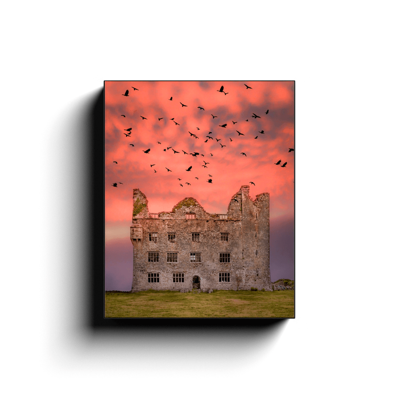 Canvas Wrap - Birds over Leamaneh Castle, County Clare - James A. Truett - Moods of Ireland - Irish Art