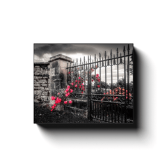 Canvas Wrap - Irish Roses through Gate, County Clare - Moods of Ireland