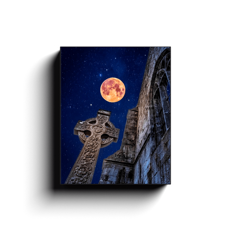 Canvas Wrap - Full Moon and Star-Studded Sky over Quin Abbey, County Clare - James A. Truett - Moods of Ireland - Irish Art