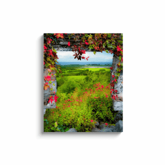 Canvas Wrap - Irish Countryside Vista through Ivy-laced Stone Doorway Canvas Wrap Moods of Ireland 24x30 inch 