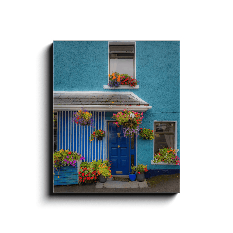 Canvas Wrap - Blue House and Flowers, Sixmilebridge, County Clare - James A. Truett - Moods of Ireland - Irish Art