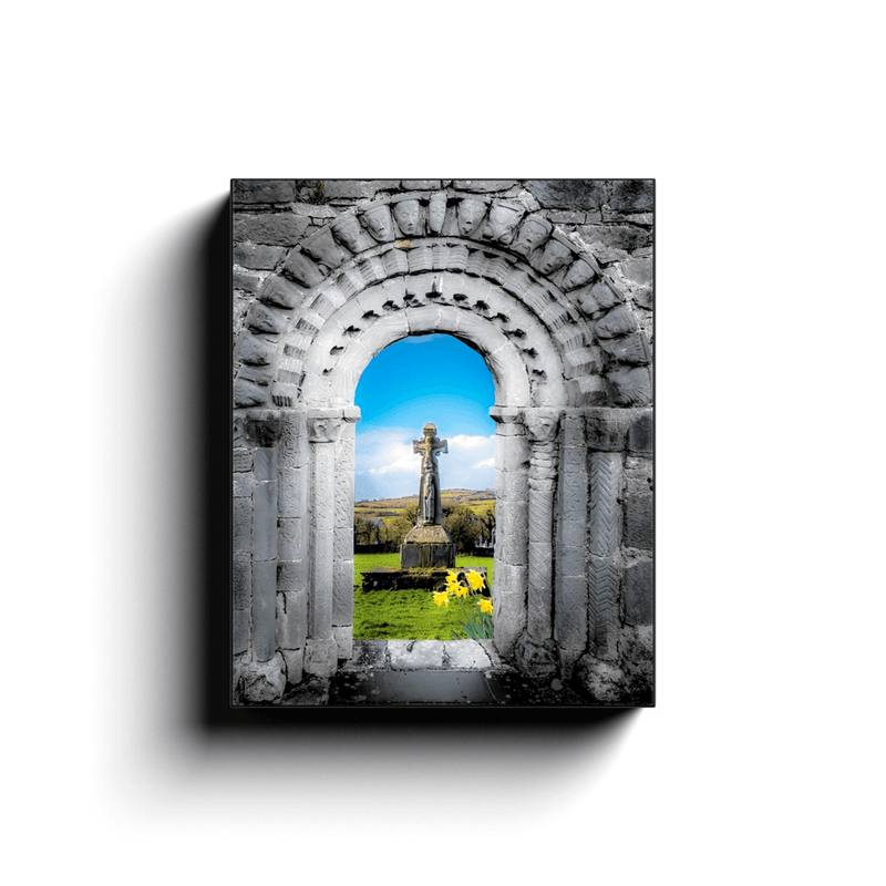 Canvas Wrap - Romanesque Doorway and High Cross at Dysert O'Dea, County Clare - James A. Truett - Moods of Ireland - Irish Art