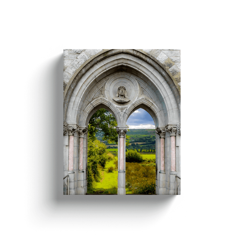 Canvas Wrap - County Clare meadow through Gothic Revival Church Arches - James A. Truett - Moods of Ireland - Irish Art