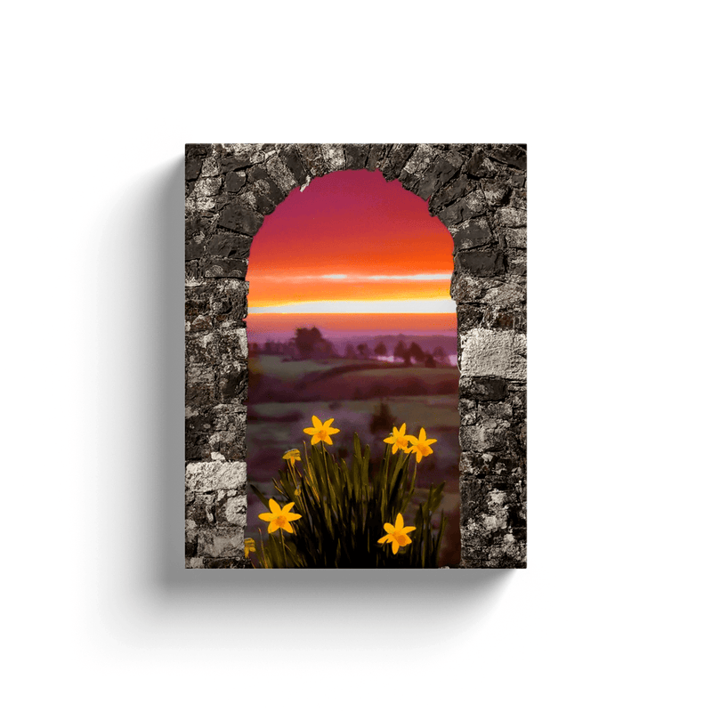 Canvas Wrap - Spring Daffodils and County Clare Sunrise - James A. Truett - Moods of Ireland - Irish Art