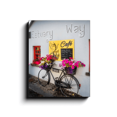Canvas Wrap - Bicycle Flower Planter at Estuary Way Cafe, Ballynacally, County Clare - James A. Truett - Moods of Ireland - Irish Art