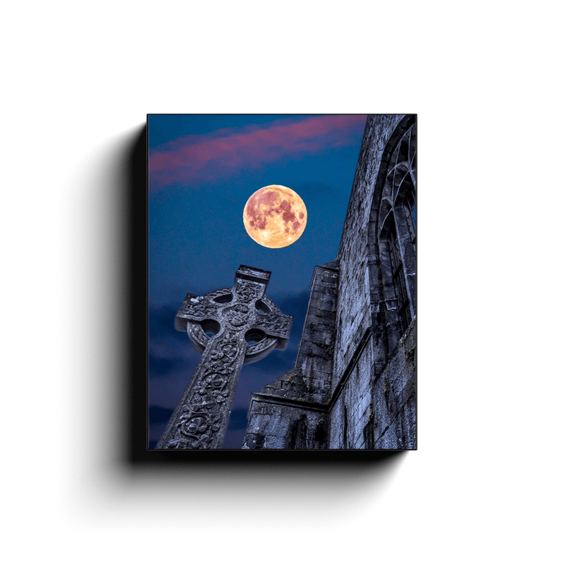 Canvas Wrap - Full Moon over Quin Abbey, County Clare - James A. Truett - Moods of Ireland - Irish Art